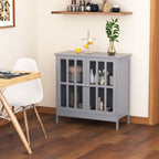 kleankin Sideboard Buffet, Storage Cabinet with 2 Doors, Credenza for Multifunction in Kitchen, Console, Living Room, Gray - Comfortable Living Decor