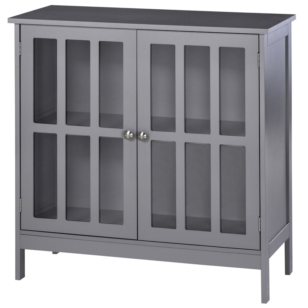 kleankin Sideboard Buffet, Storage Cabinet with 2 Doors, Credenza for Multifunction in Kitchen, Console, Living Room, Gray - Comfortable Living Decor