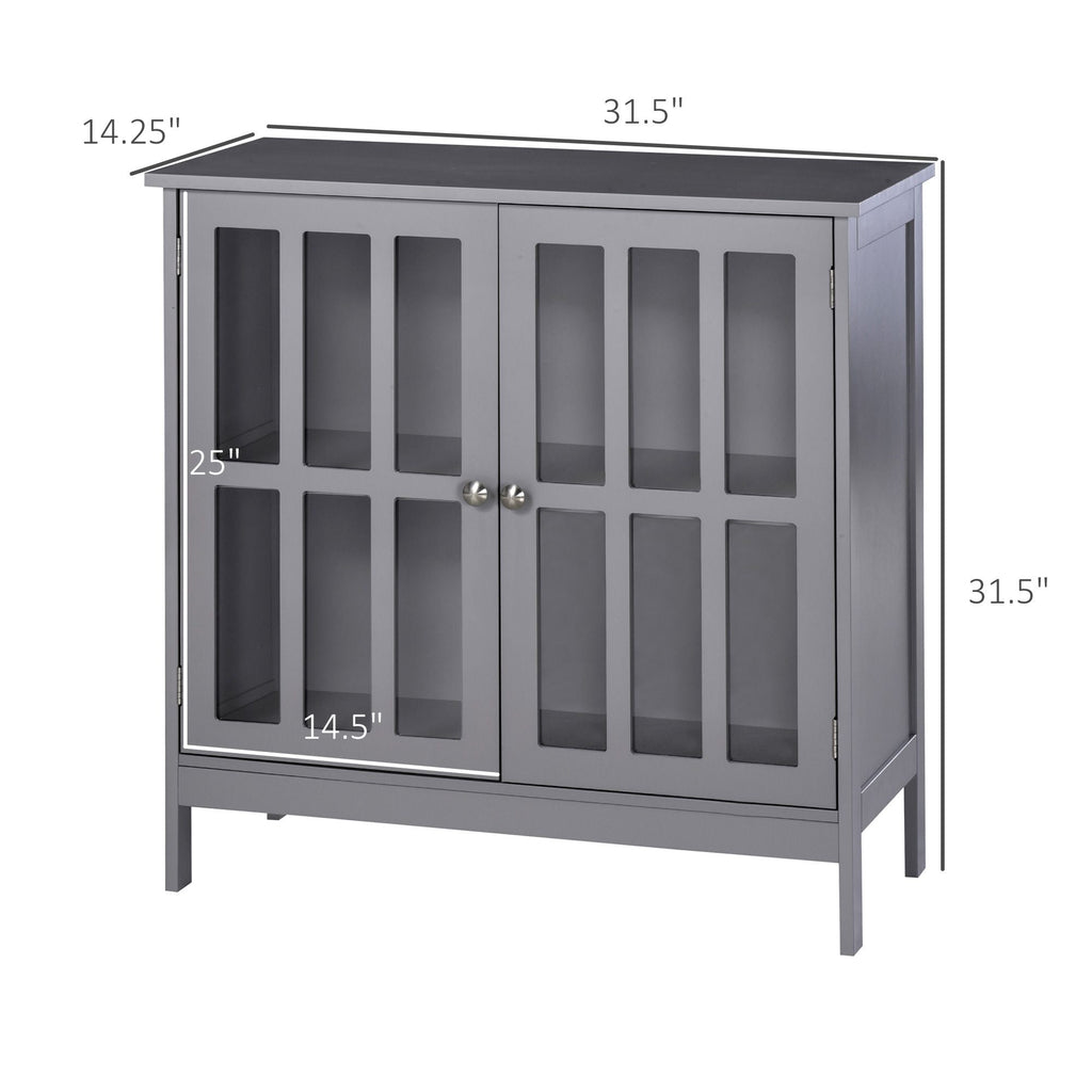 kleankin Sideboard Buffet, Storage Cabinet with 2 Doors, Credenza for Multifunction in Kitchen, Console, Living Room, Gray - Comfortable Living Decor