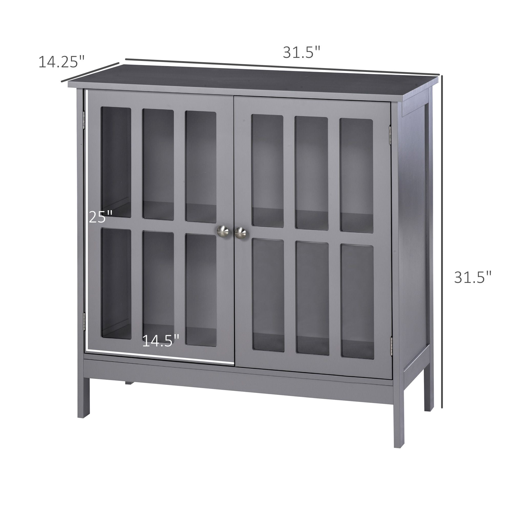 kleankin Sideboard Buffet, Storage Cabinet with 2 Doors, Credenza for Multifunction in Kitchen, Console, Living Room, Gray - Comfortable Living Decor
