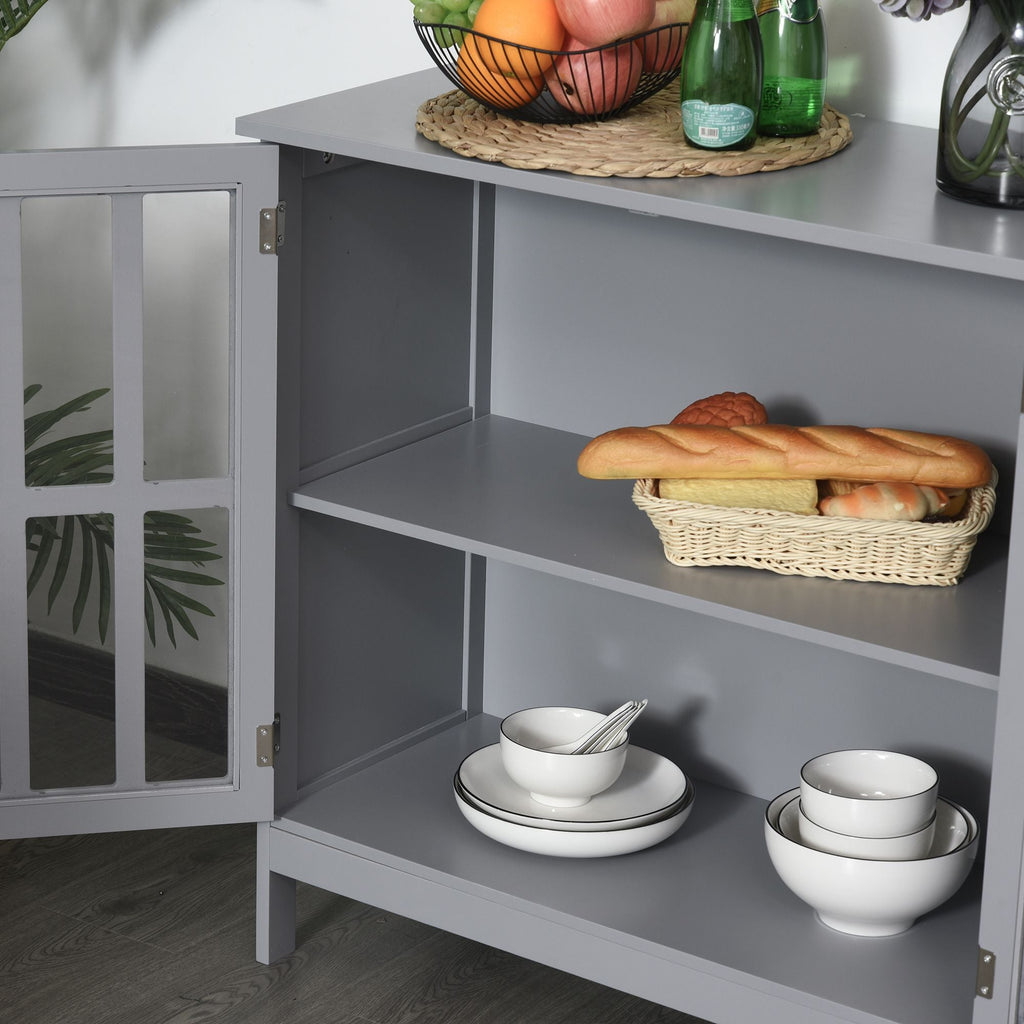 kleankin Sideboard Buffet, Storage Cabinet with 2 Doors, Credenza for Multifunction in Kitchen, Console, Living Room, Gray - Comfortable Living Decor