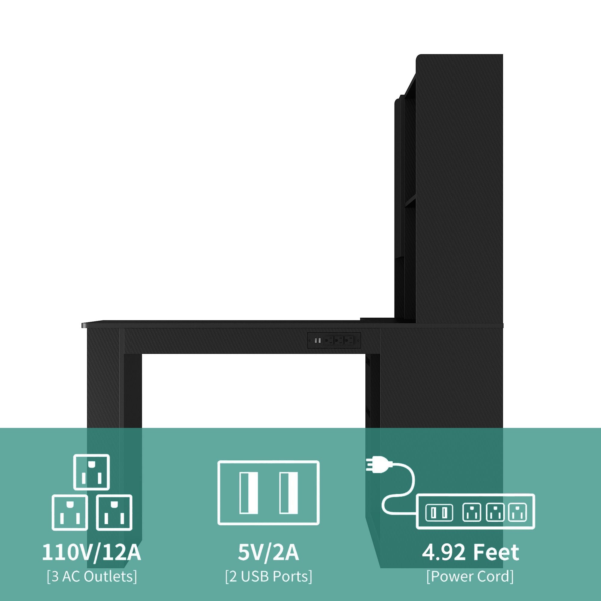 L Shaped Desk,Computer Desk with Drawers,Bookshelf & Hutch,with LED Light,Modern Corner Desk,Home Office Desk,L - Shaped Study Table Writing Desk,Corner Gaming Computer Desk with Storage - Comfortable Living Decor