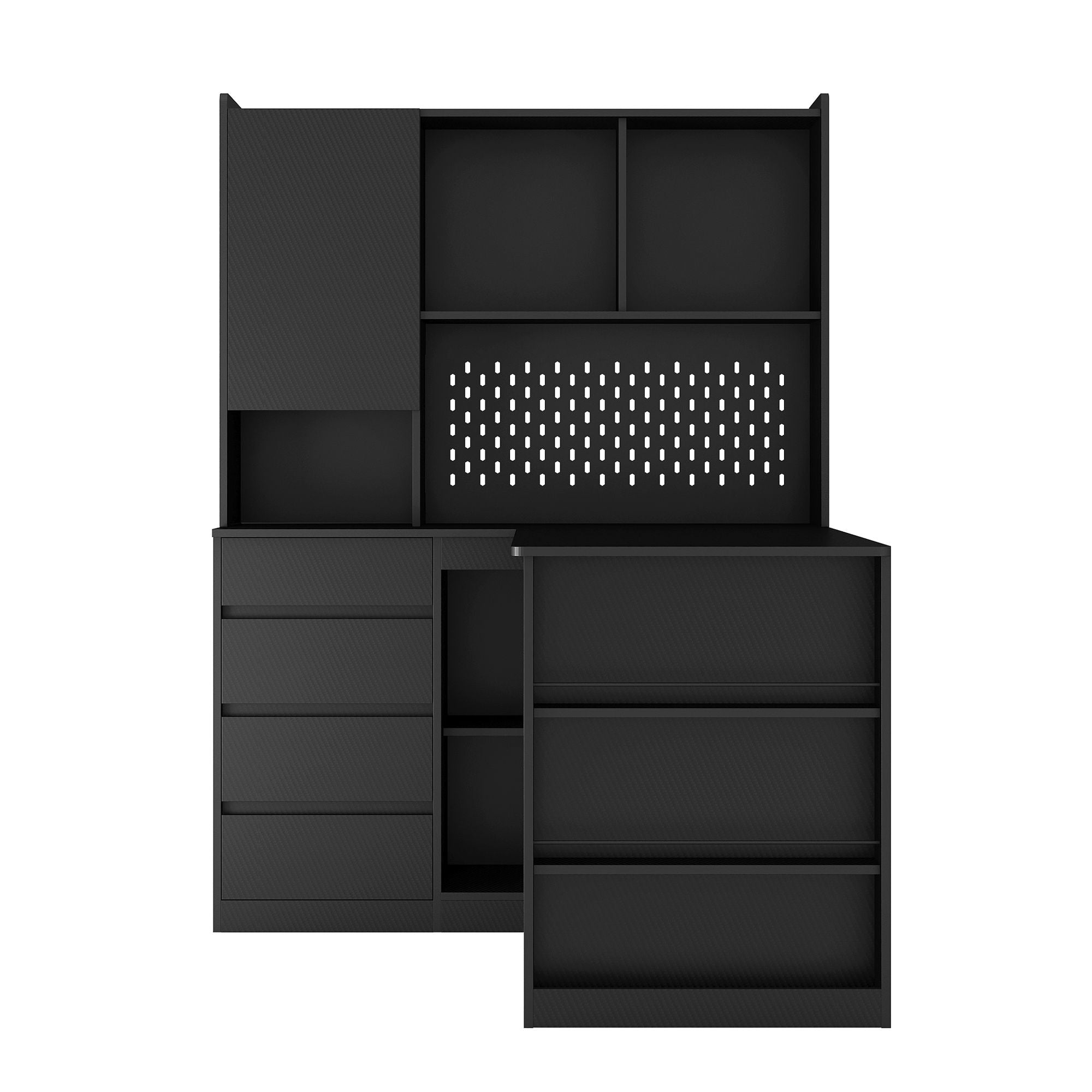 L Shaped Desk,Computer Desk with Drawers,Bookshelf & Hutch,with LED Light,Modern Corner Desk,Home Office Desk,L - Shaped Study Table Writing Desk,Corner Gaming Computer Desk with Storage - Comfortable Living Decor