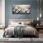 Large Flower Painting Wall Art for Living Room White Flower Picture Wall Decor for Bedroom Gold Leaf Floral Wall Art Prints Framed Artwork for Bathroom Office Home Decor Ready to Hang 20"x40" - Comfortable Living Decor