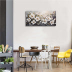 Large Flower Painting Wall Art for Living Room White Flower Picture Wall Decor for Bedroom Gold Leaf Floral Wall Art Prints Framed Artwork for Bathroom Office Home Decor Ready to Hang 20"x40" - Comfortable Living Decor
