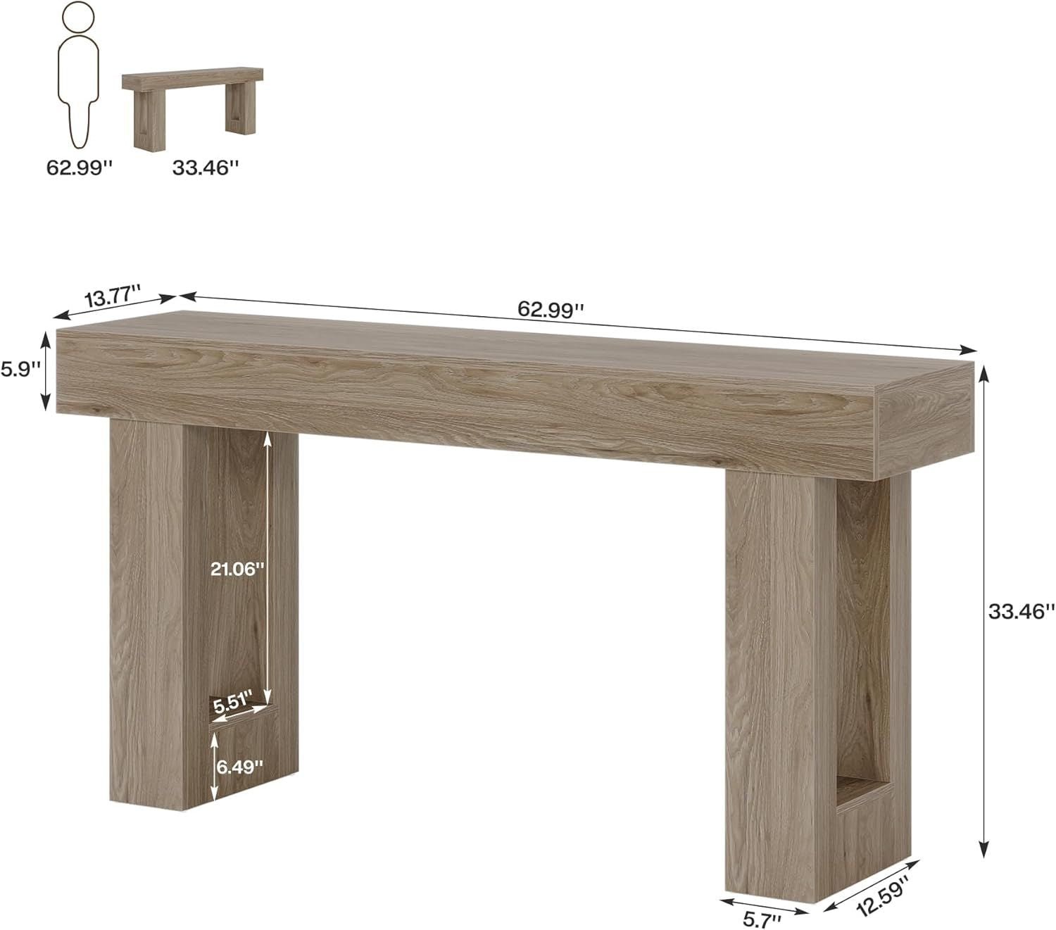 Long Console Table, Wooden Rectangular Sofa Table Behind The Couch - Comfortable Living Decor