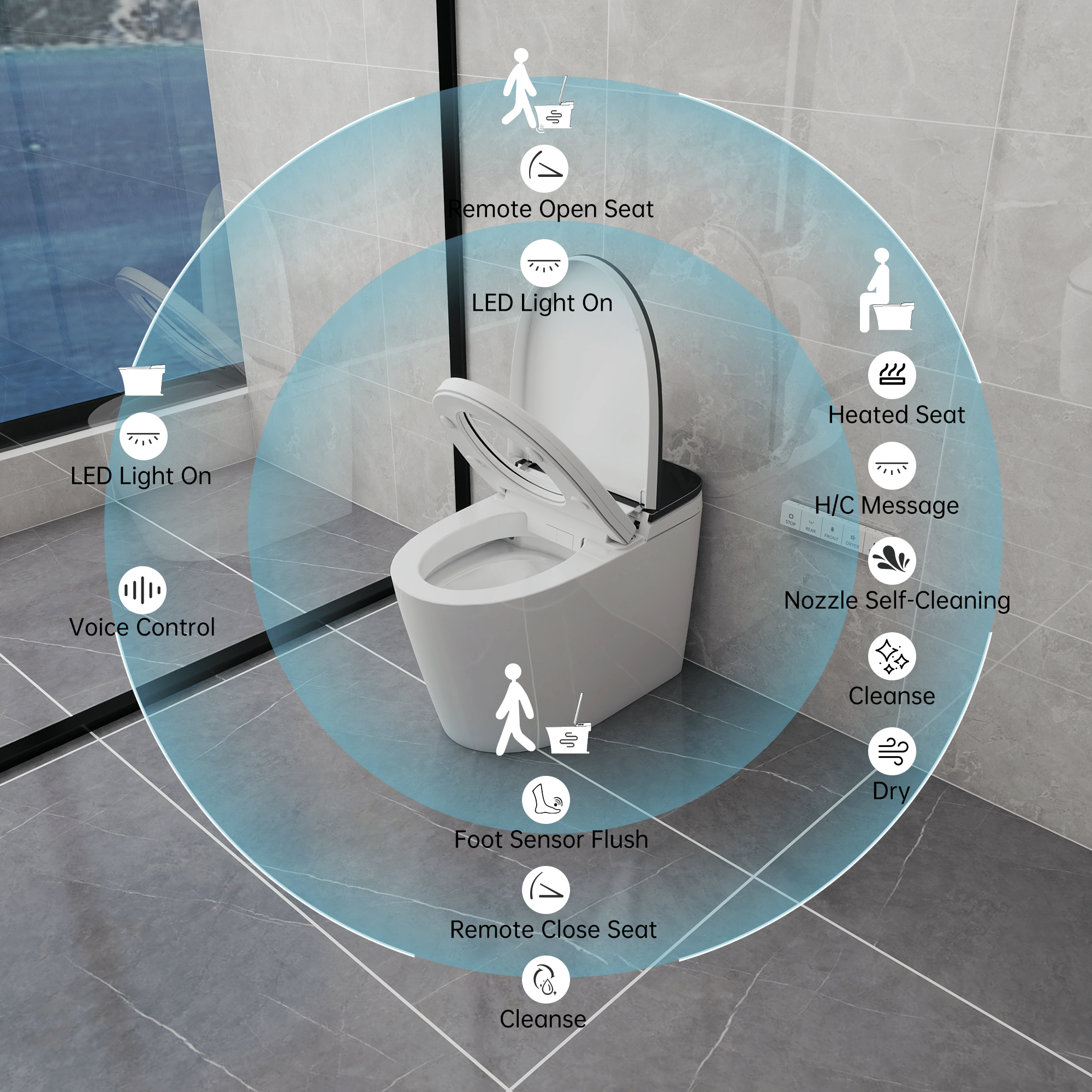 Luxury Tankless Smart Toilet with Bidet Built in - Comfortable Living Decor