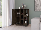 Magda Bar Cart, Four Casters, Six Built - in Wine Rack, Single Door Cabinet, Two External Shelves - Comfortable Living Decor