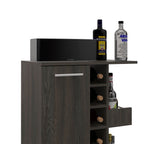 Magda Bar Cart, Four Casters, Six Built - in Wine Rack, Single Door Cabinet, Two External Shelves - Comfortable Living Decor