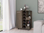 Magda Bar Cart, Four Casters, Six Built - in Wine Rack, Single Door Cabinet, Two External Shelves - Comfortable Living Decor