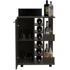 Magda Bar Cart, Four Casters, Six Built - in Wine Rack, Single Door Cabinet, Two External Shelves - Comfortable Living Decor