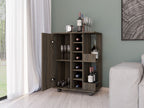Magda Bar Cart, Four Casters, Six Built - in Wine Rack, Single Door Cabinet, Two External Shelves - Comfortable Living Decor
