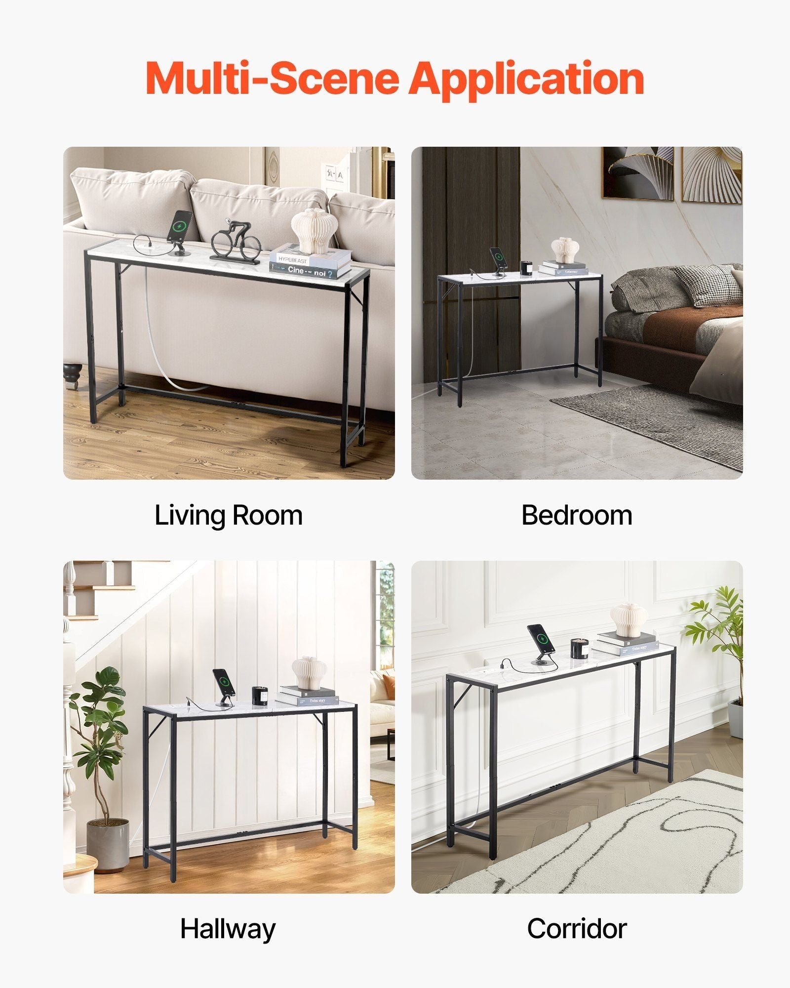 Marble Console Table with Power Outlet by Yeah Depot - Comfortable Living Decor
