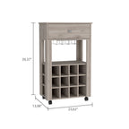 Margh Bar Cart, Twelve Built - in Wine Rack, Drawer - Comfortable Living Decor