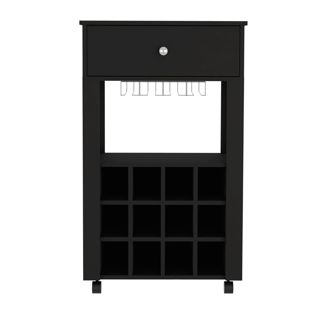 Margh Bar Cart, Twelve Built - in Wine Rack, Drawer - Comfortable Living Decor