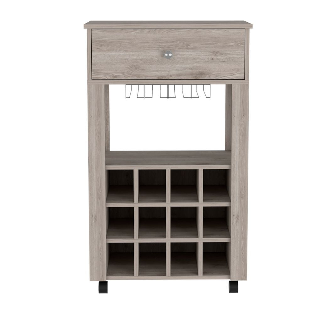 Margh Bar Cart, Twelve Built - in Wine Rack, Drawer - Comfortable Living Decor