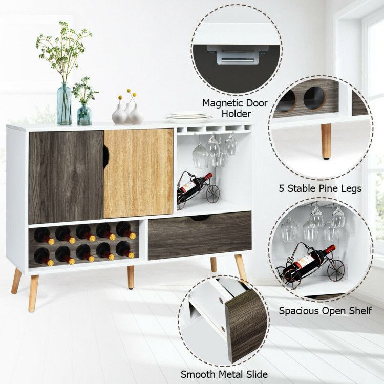 Mid - Century Buffet Sideboard Wooden Storage Cabinet - Comfortable Living Decor