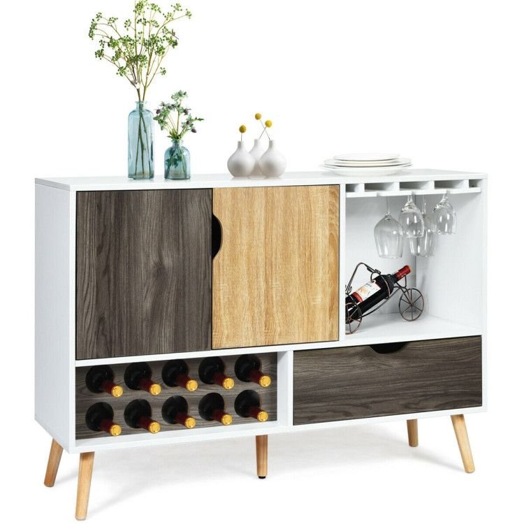 Mid - Century Buffet Sideboard Wooden Storage Cabinet - Comfortable Living Decor