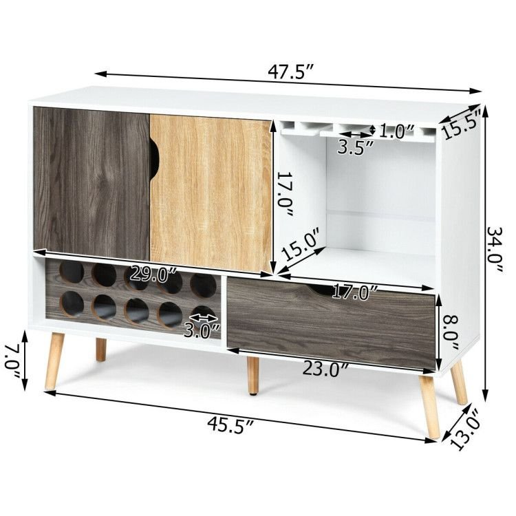 Mid - Century Buffet Sideboard Wooden Storage Cabinet - Comfortable Living Decor