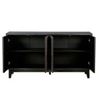 Mid Century Sideboard Buffet Cabinet with Solid Wood Legs 60" Kitchen Storage Cabinet Credenza with 4 Convex pattern diamond Doors and 2 Shelves Accent Console Table for Living Room Entrance Hall etc - Comfortable Living Decor