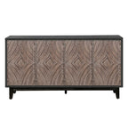 Mid Century Sideboard Buffet Cabinet with Solid Wood Legs 60" Kitchen Storage Cabinet Credenza with 4 Convex pattern diamond Doors and 2 Shelves Accent Console Table for Living Room Entrance Hall etc - Comfortable Living Decor