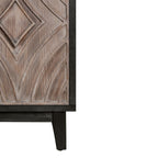 Mid Century Sideboard Buffet Cabinet with Solid Wood Legs 60" Kitchen Storage Cabinet Credenza with 4 Convex pattern diamond Doors and 2 Shelves Accent Console Table for Living Room Entrance Hall etc - Comfortable Living Decor