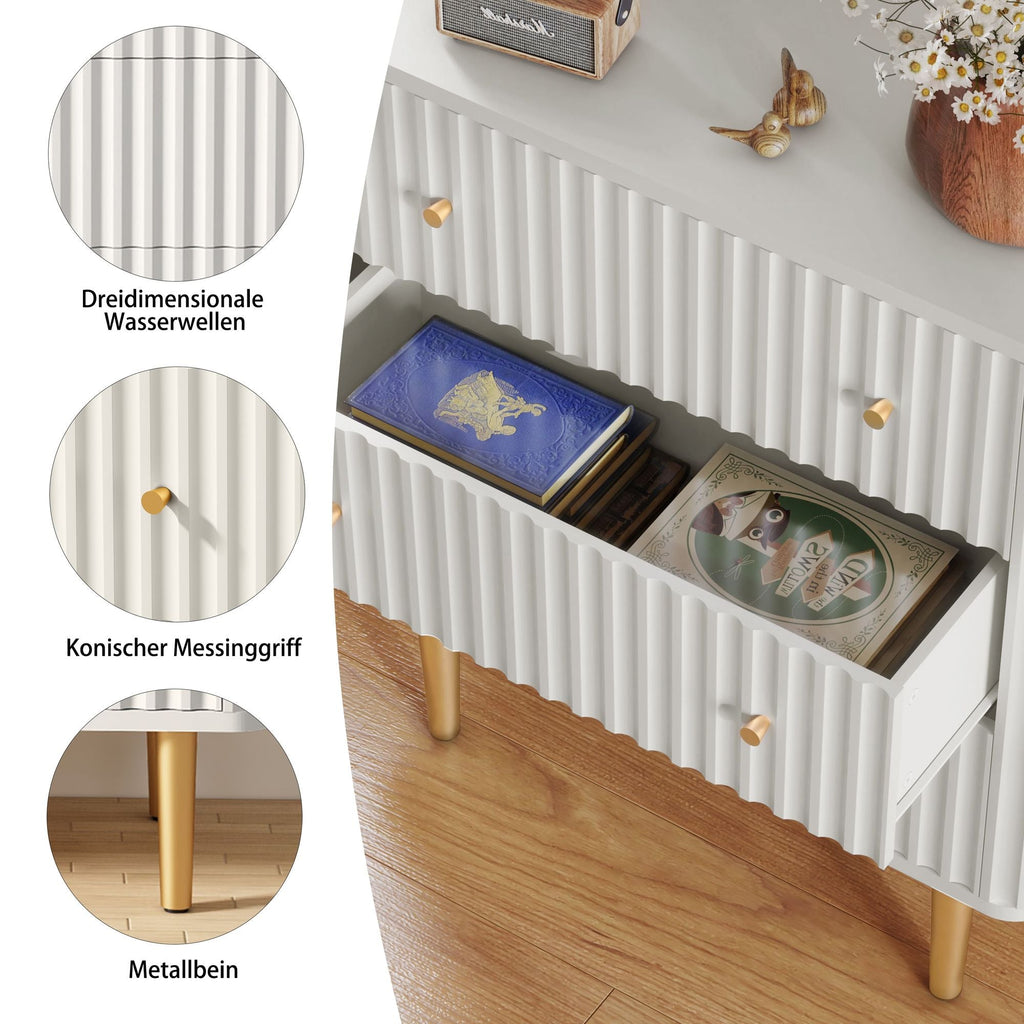 Modern 3 Drawer Dresser for Bedroom, Storage Chest of Drawers, White Wood Dresser Organizer with Fluted Texture, Accent Storage Dresser Cabinet for Living Room, Closet, Hallway - Comfortable Living Decor