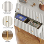 Modern 3 Drawer Dresser for Bedroom, Storage Chest of Drawers, White Wood Dresser Organizer with Fluted Texture, Accent Storage Dresser Cabinet for Living Room, Closet, Hallway - Comfortable Living Decor