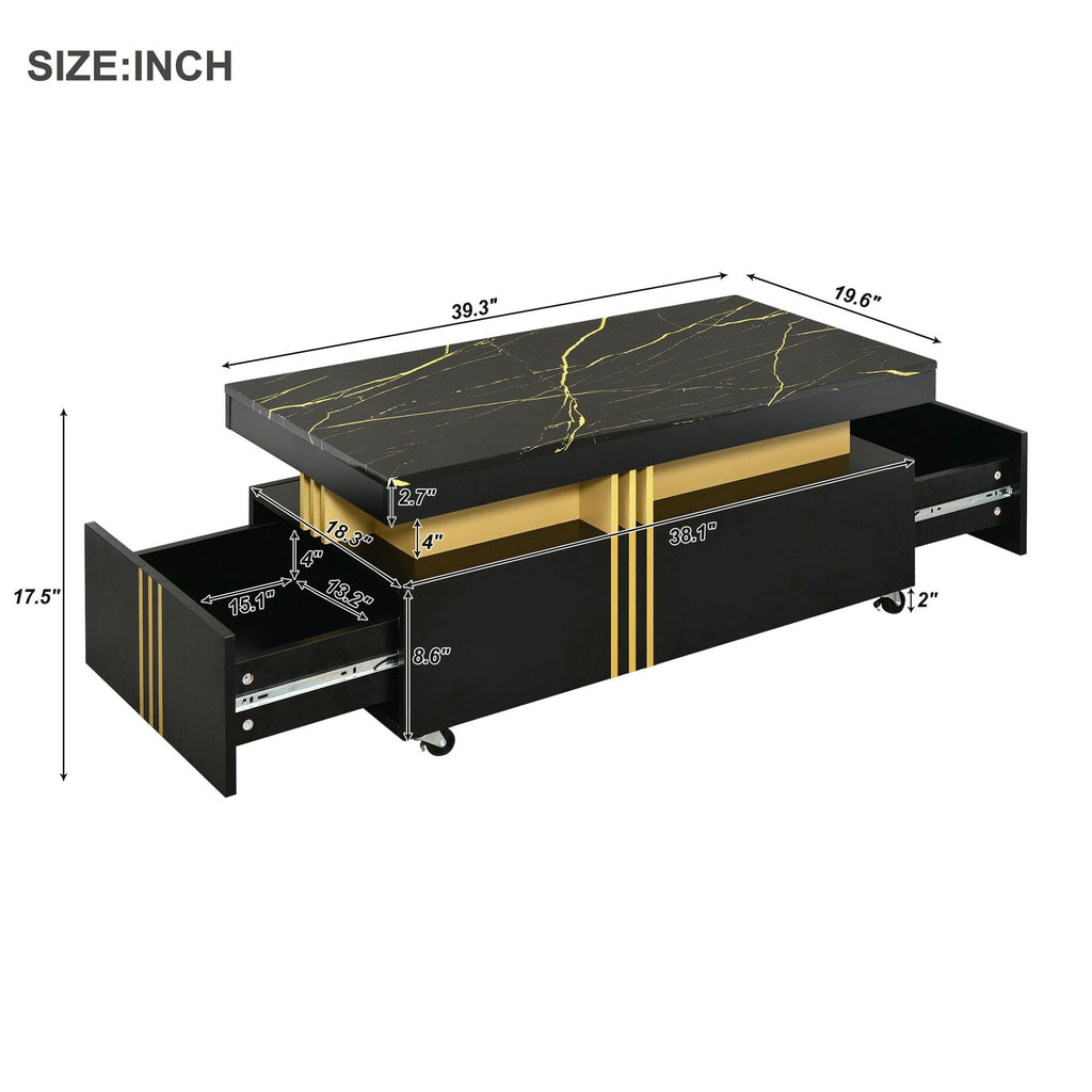 Modern Contemporary Cocktail Table with Faux Marble Top by Yeah Depot - Comfortable Living Decor