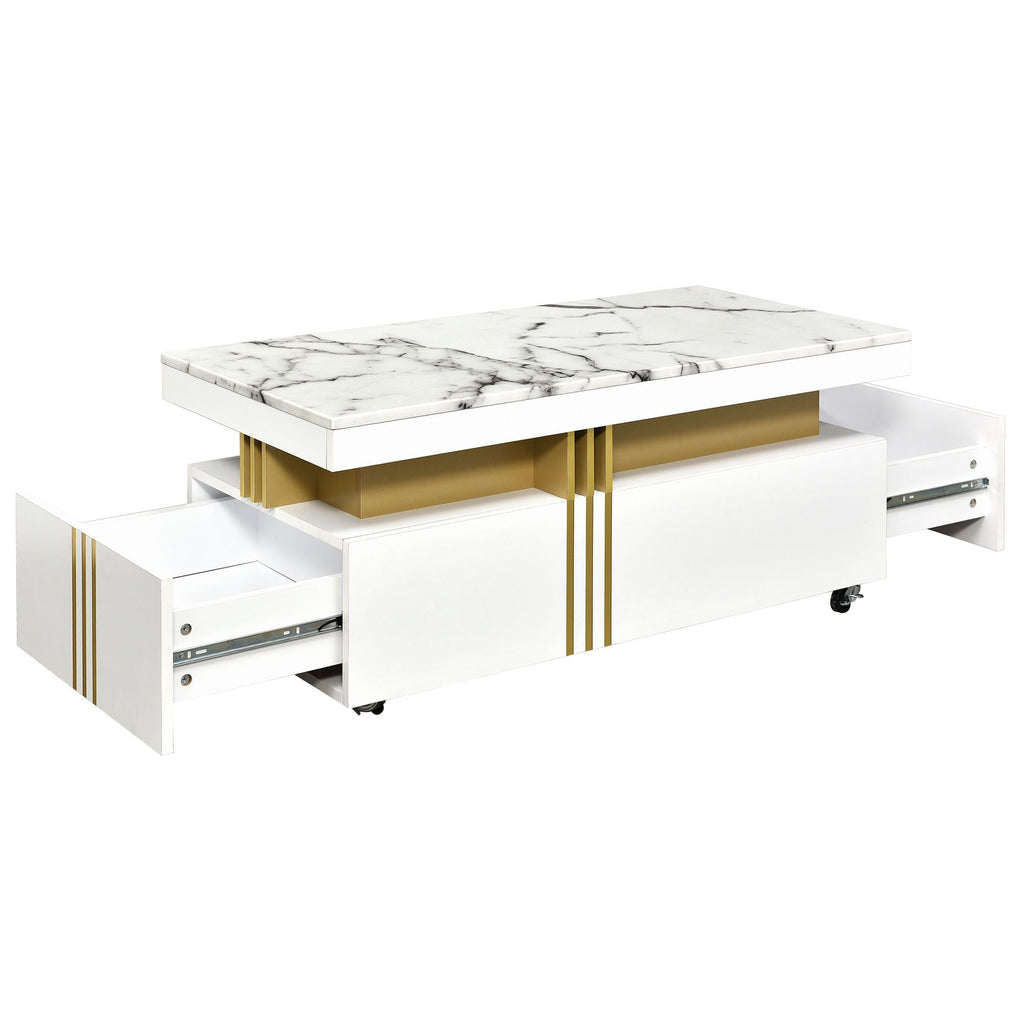 Modern Contemporary Cocktail Table with Faux Marble Top by Yeah Depot - Comfortable Living Decor
