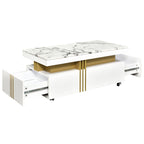 Modern Contemporary Cocktail Table with Faux Marble Top by Yeah Depot - Comfortable Living Decor