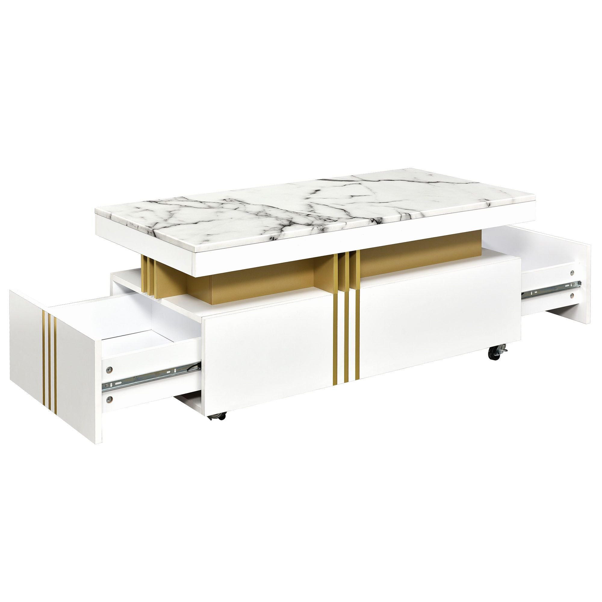 Modern Contemporary Cocktail Table with Faux Marble Top by Yeah Depot - Comfortable Living Decor