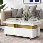 Modern Contemporary Cocktail Table with Faux Marble Top by Yeah Depot - Comfortable Living Decor