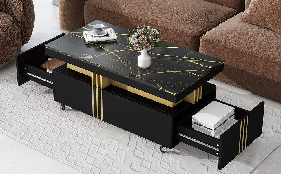Modern Contemporary Cocktail Table with Faux Marble Top by Yeah Depot - Comfortable Living Decor