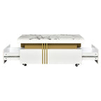 Modern Contemporary Cocktail Table with Faux Marble Top by Yeah Depot - Comfortable Living Decor