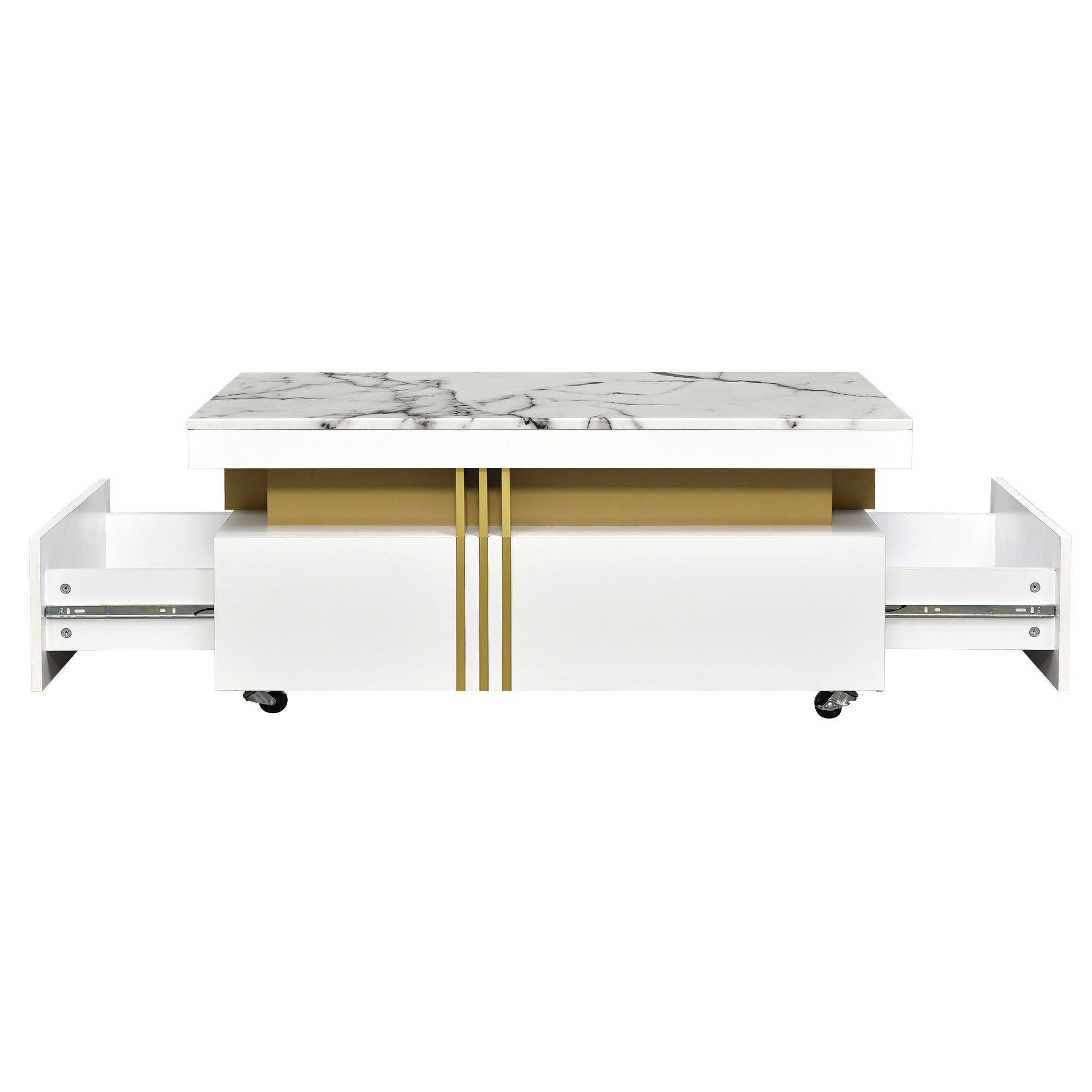 Modern Contemporary Cocktail Table with Faux Marble Top by Yeah Depot - Comfortable Living Decor