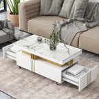 Modern Contemporary Cocktail Table with Faux Marble Top by Yeah Depot - Comfortable Living Decor
