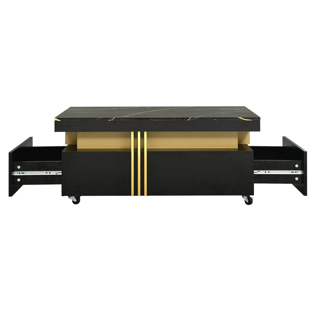 Modern Contemporary Cocktail Table with Faux Marble Top by Yeah Depot - Comfortable Living Decor