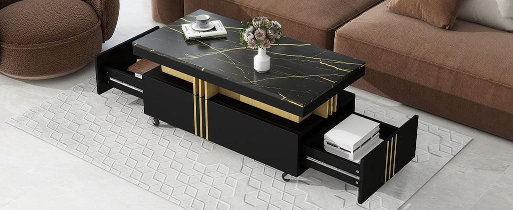 Modern Contemporary Cocktail Table with Faux Marble Top by Yeah Depot - Comfortable Living Decor