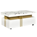 Modern Contemporary Cocktail Table with Faux Marble Top by Yeah Depot - Comfortable Living Decor
