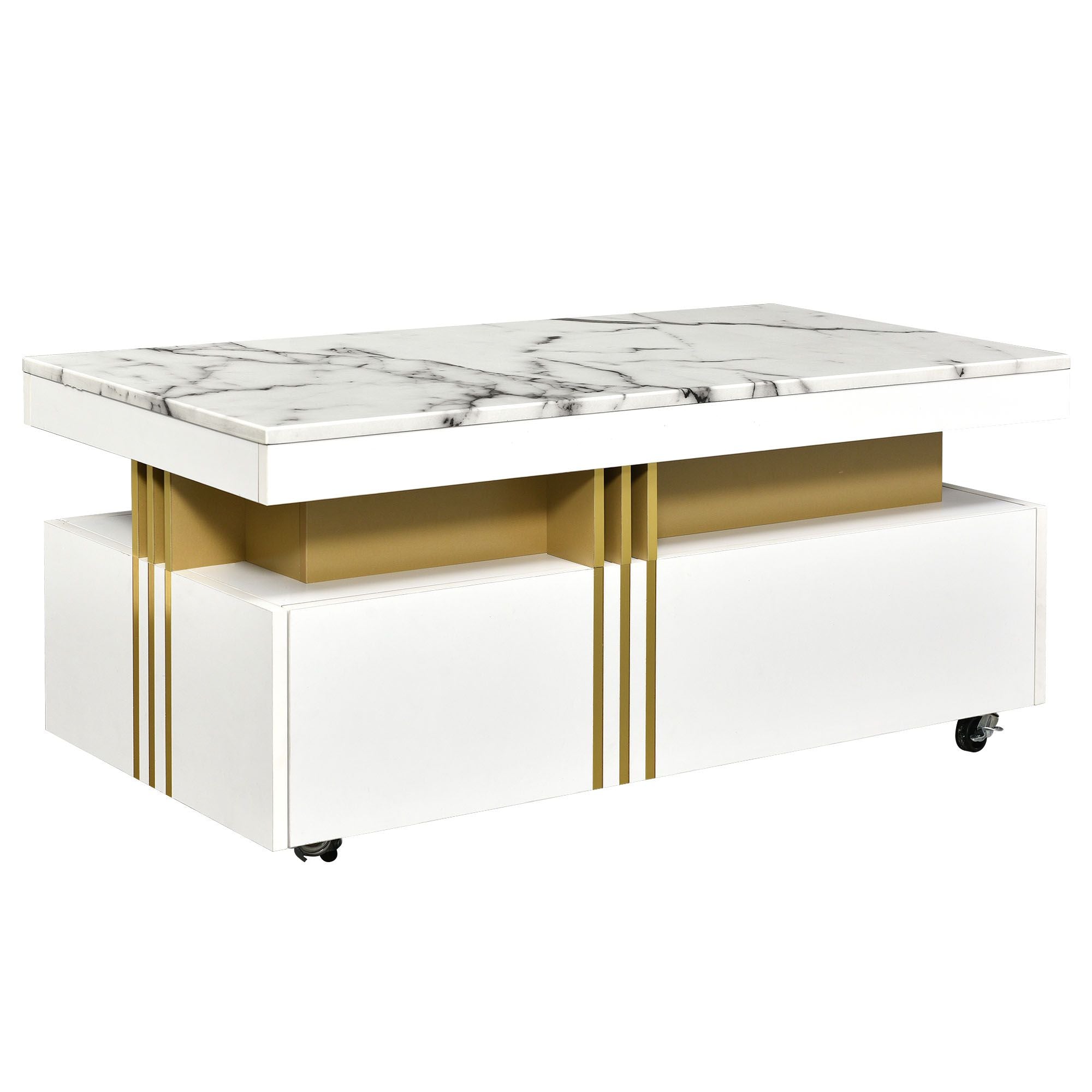 Modern Contemporary Cocktail Table with Faux Marble Top by Yeah Depot - Comfortable Living Decor