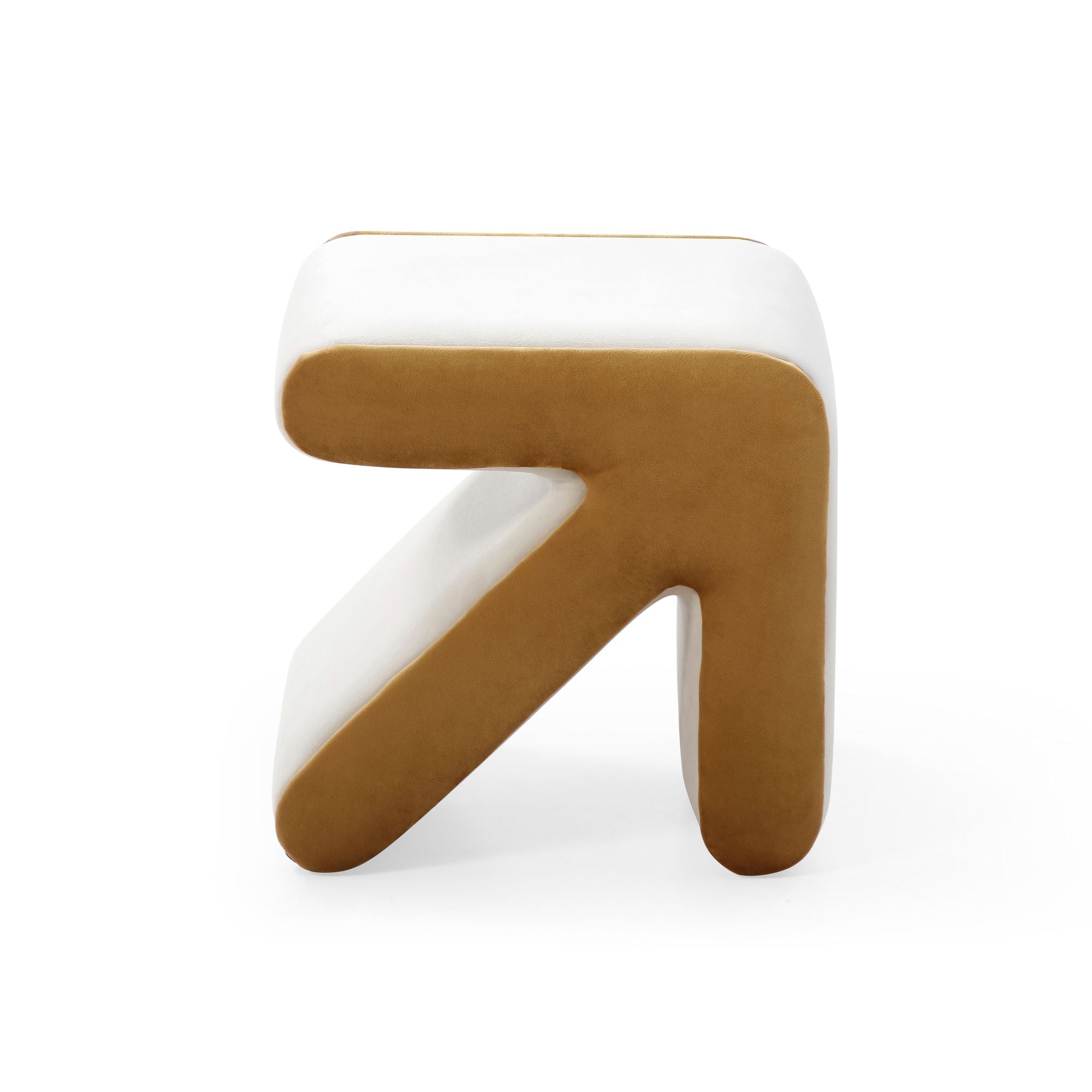 Modern Creative Upholstered Velvet Sofa Stool Kids Stool Shoe Bench Footrest Footstool Multifaceted Stool Ottoman Coffee Table Arrow Design Handicraft Decoration for Living Room Bedroom; Beige+Gold - Comfortable Living Decor