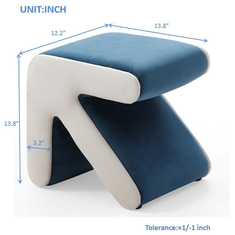 Modern Creative Upholstered Velvet Sofa Stool Kids Stool Shoe Bench Footrest Footstool Multifaceted Stool Ottoman Coffee Table Arrow Design Handicraft Decoration for Living Room Bedroom,BL/BE - Comfortable Living Decor