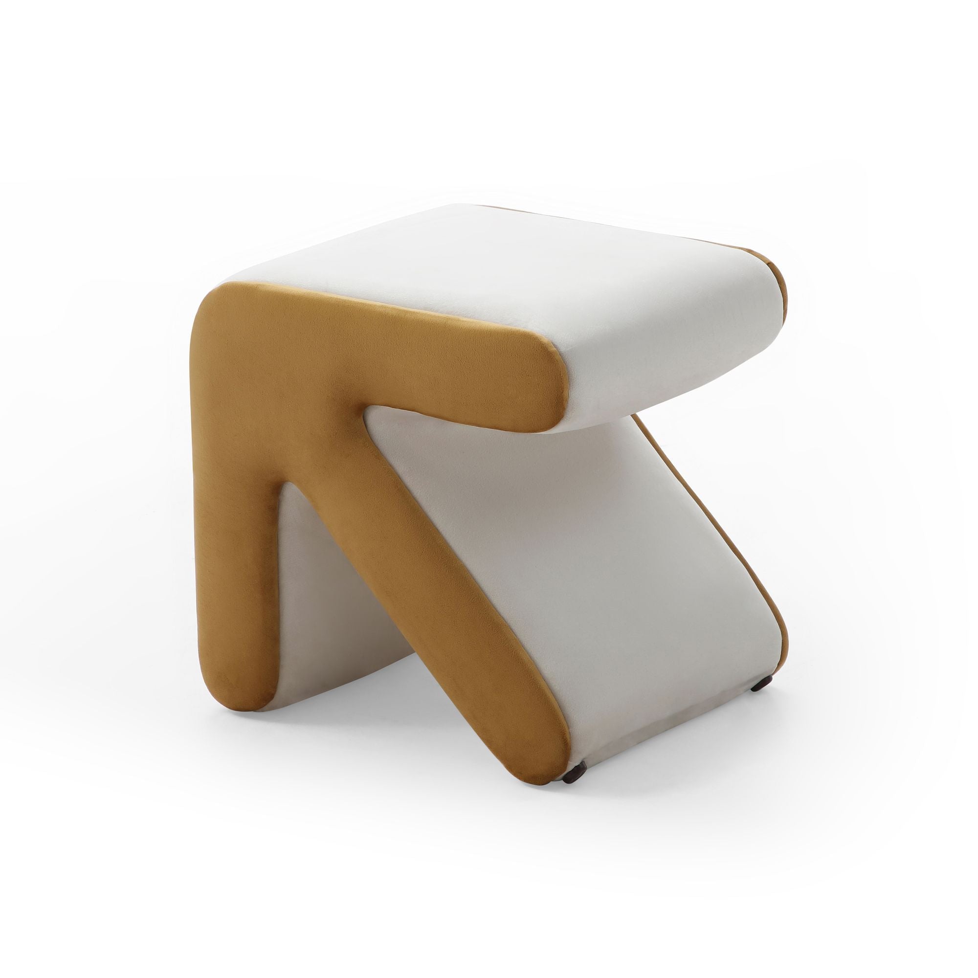 Modern Creative Upholstered Velvet Sofa Stool Kids Stool Shoe Bench Footrest Footstool Multifaceted Stool Ottoman Coffee Table Arrow Design Handicraft Decoration for Living Room Bedroom; Beige+Gold - Comfortable Living Decor