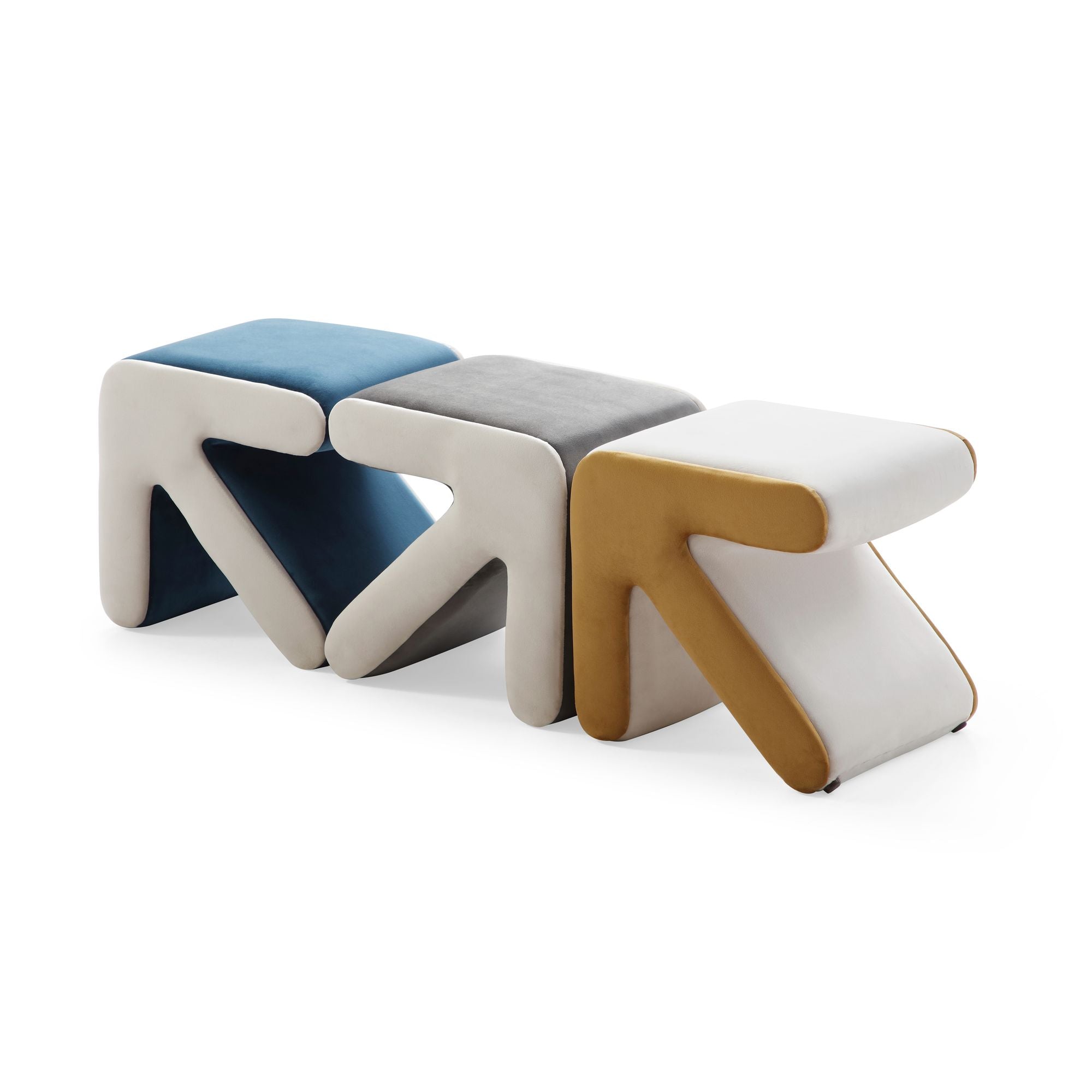 Modern Creative Upholstered Velvet Sofa Stool Kids Stool Shoe Bench Footrest Footstool Multifaceted Stool Ottoman Coffee Table Arrow Design Handicraft Decoration for Living Room Bedroom; Beige+Gold - Comfortable Living Decor
