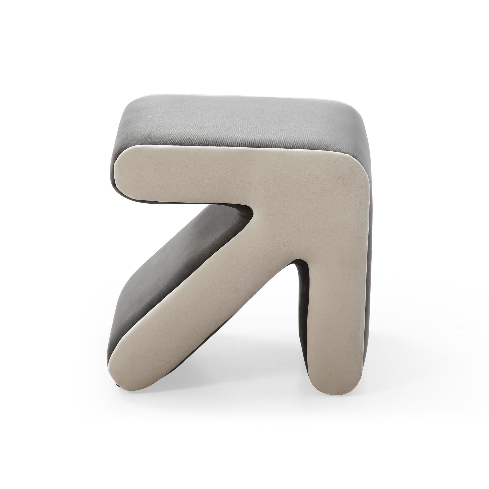 Modern Creative Upholstered Velvet Sofa Stool Kids Stool Shoe Bench Footrest Footstool Multifaceted Stool Ottoman Coffee Table Arrow Design Handicraft Decoration for Living Room Bedroom; Grey+Beige - Comfortable Living Decor