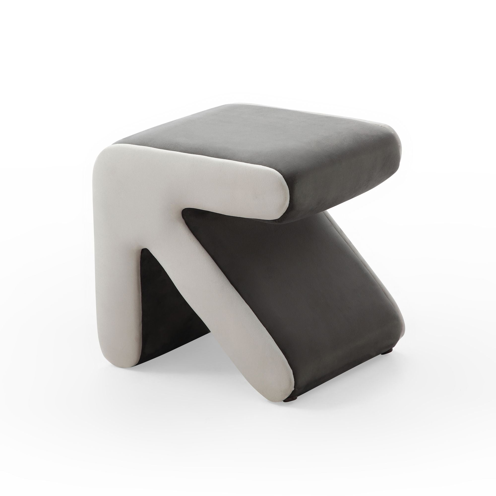Modern Creative Upholstered Velvet Sofa Stool Kids Stool Shoe Bench Footrest Footstool Multifaceted Stool Ottoman Coffee Table Arrow Design Handicraft Decoration for Living Room Bedroom; Grey+Beige - Comfortable Living Decor