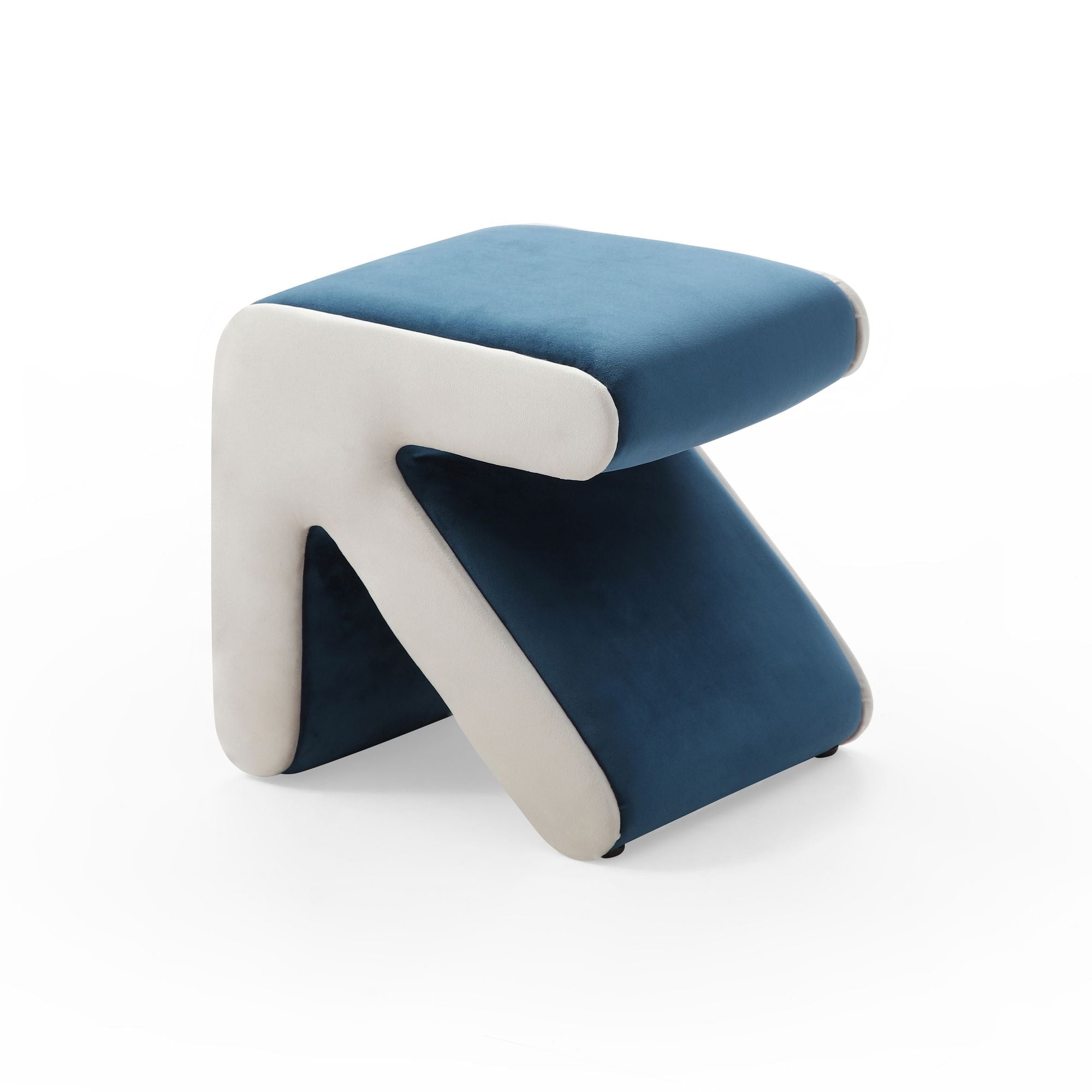 Modern Creative Upholstered Velvet Sofa Stool Kids Stool Shoe Bench Footrest Footstool Multifaceted Stool Ottoman Coffee Table Arrow Design Handicraft Decoration for Living Room Bedroom,BL/BE - Comfortable Living Decor
