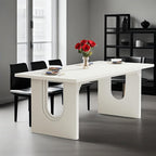 Modern Dining Table for 6 to 8 People, 71" Large Kitchen Dining Table with Wood Pedestal Base, Rectangular Long Dinner Table - Comfortable Living Decor