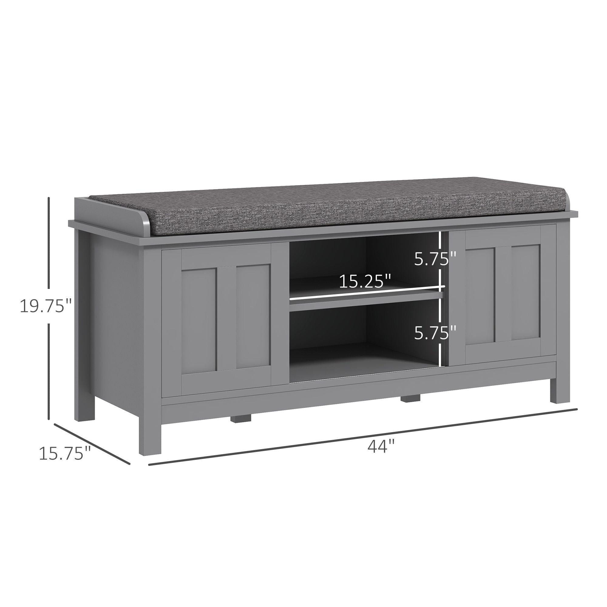 Modern Entry Way Bench with Cushion and 2 Sliding Doors by Homcom - Comfortable Living Decor